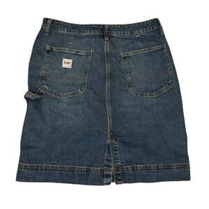 Vintage Y2K Lee Women's‎ Denim Carpenter Jean Skirt Midi Length Blue sz 14